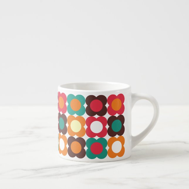 Taza De Espresso Groovy 70s Retro Flower Pattern | Bold Boho Floral (Derecha)