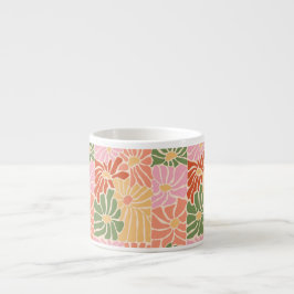 Taza De Espresso Groovy Retro Floral 