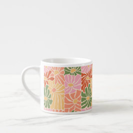 Taza De Espresso Groovy Retro Floral