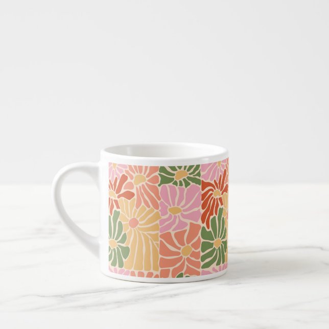 Taza De Espresso Groovy Retro Floral  (Izquierda)
