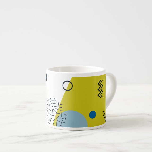 Taza De Espresso Guay, moderno, moderno, geométrico verde Memphis (Derecha)