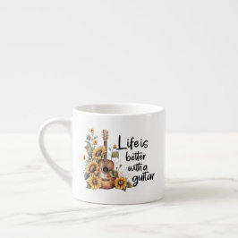 Taza De Espresso Guitarra De Nombre personalizar Con Girasol