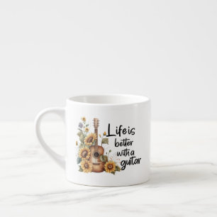 Taza De Espresso Guitarra De Nombre personalizar Con Girasol