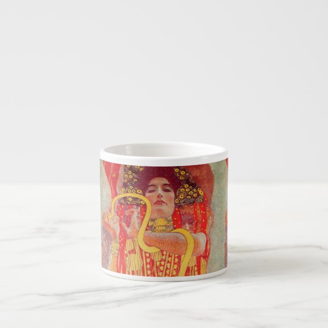 Taza De Espresso Gustav Klimt Red Woman Gold Snake Pintura (Frente)