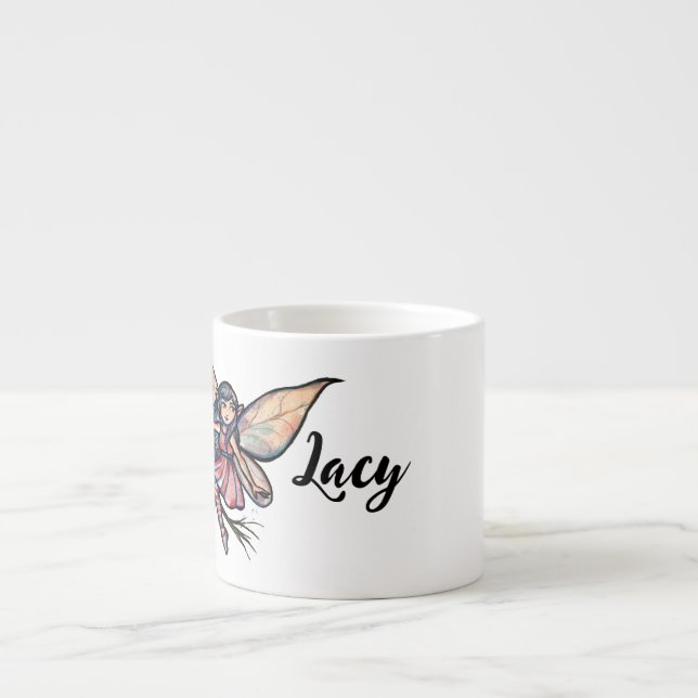 Taza De Espresso Hada rosa rosa (Frente)