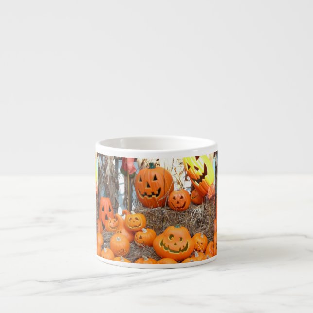 Taza De Espresso Halloween calabazas de calabazas de naranja de lin (Frente)