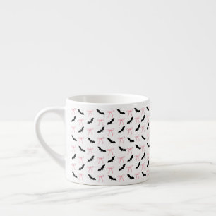 Taza De Espresso halloween Coquette arco rosa y murciélagos