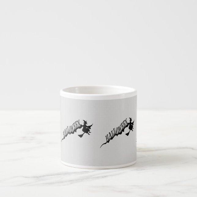 Taza De Espresso Halloween de Witch Riding Broom Thunder_Cove (Frente)