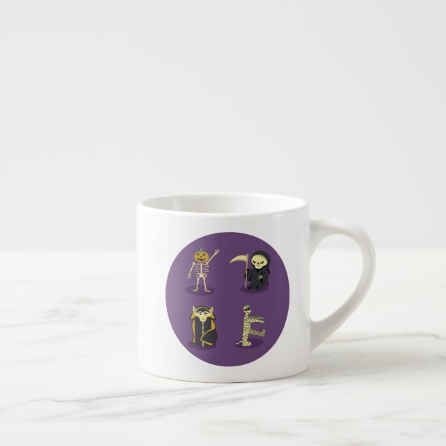 Taza De Espresso Halloween Skeleton Dracula Mummy Grim Reaper (Derecha)