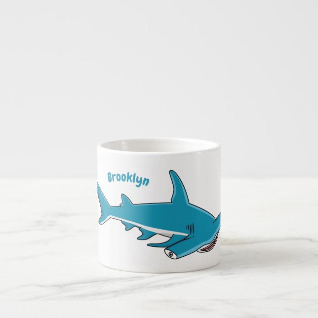 Taza De Espresso Hammerhead shark cartoon illustration (Frente)