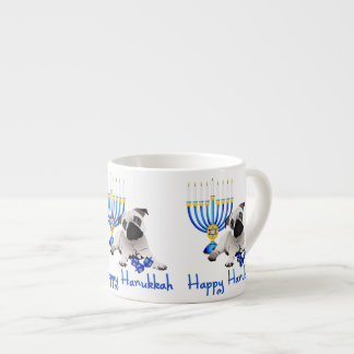 Taza De Espresso Hanukkah Pug con Menorah y Dreides