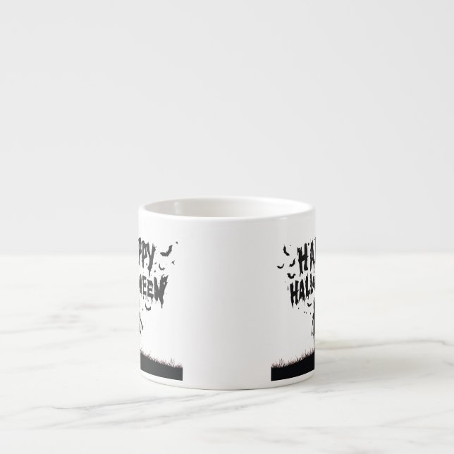Taza De Espresso Happy Halloween:Mug with Mysterious Silhouette (Frente)