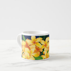 Taza De Espresso Hawaiian tropical del Plumeria del paraíso