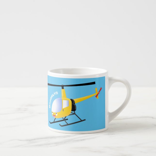 Taza De Espresso Helicóptero de personalizado alegre amarillo lindo (Derecha)