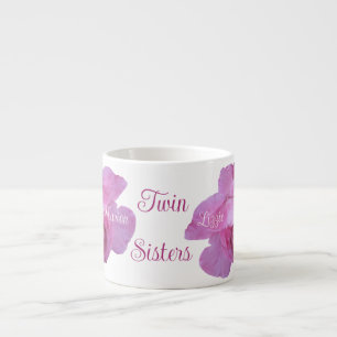 Taza De Espresso Hermanas gemelas gemini rosas rosadas florales