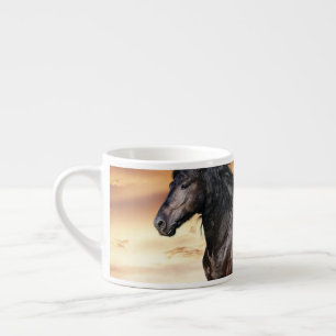 Taza De Espresso Hermoso caballo negro