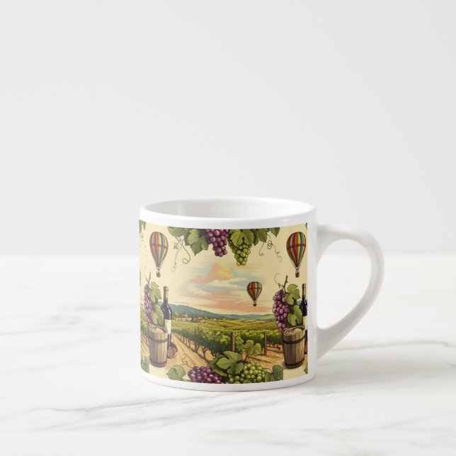 Taza De Espresso Hermoso globo de aire caliente de campo vitiviníco (Derecha)