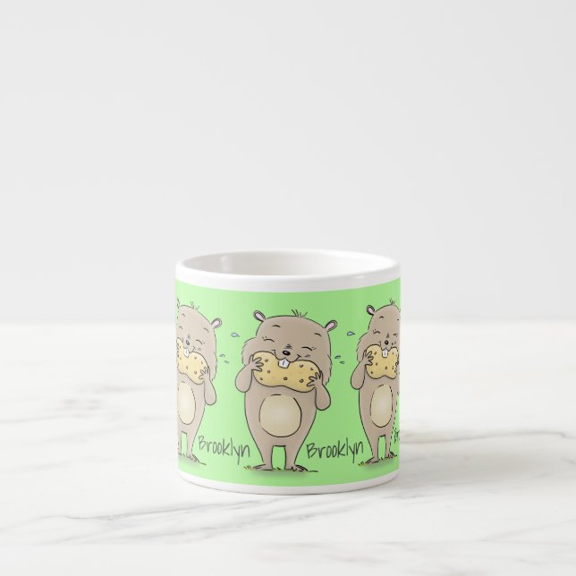 Taza De Espresso Hermoso hámster sonriente lindo con personalizado  (Frente)