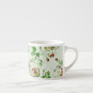 Taza De Espresso Hermoso patrón floral vintage rosas rosadas