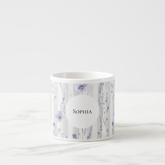 Taza De Espresso Hermoso reguero floral de lavanda blanca para duch (Frente)