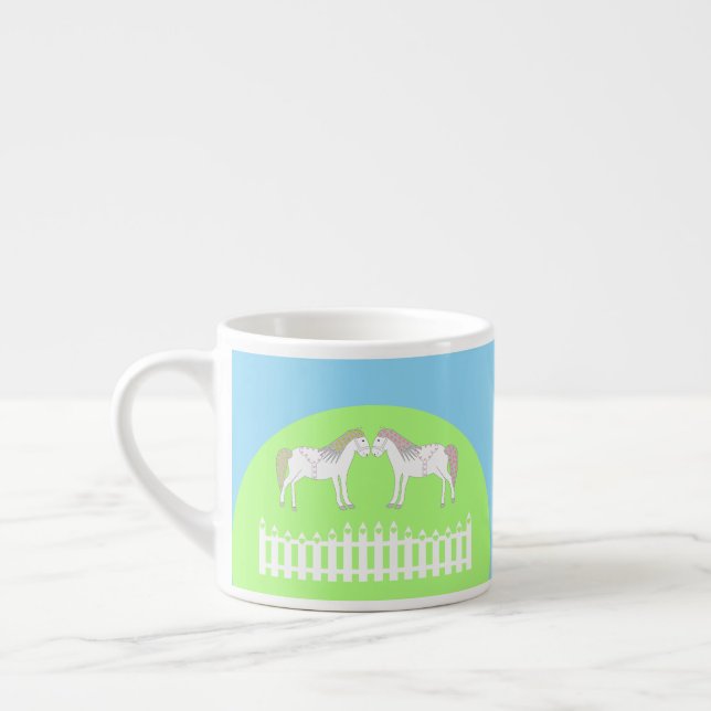 Taza De Espresso Hermosos caballos Bodas blancos (Izquierda)