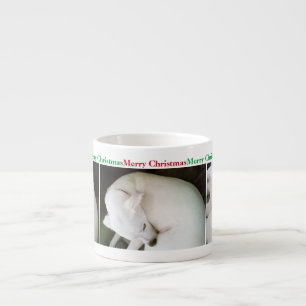 Taza De Espresso Hermosos Navidades de perros con cachorros blancos