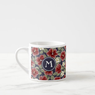 Taza De Espresso Hibiscus y Plumeria - Marrón