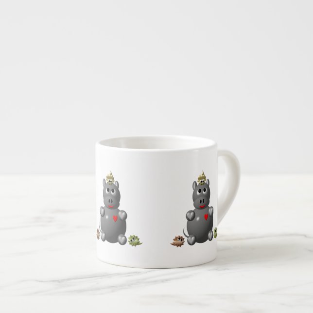 Taza De Espresso Hipopótamo Adorable con Hámsters (Derecha)