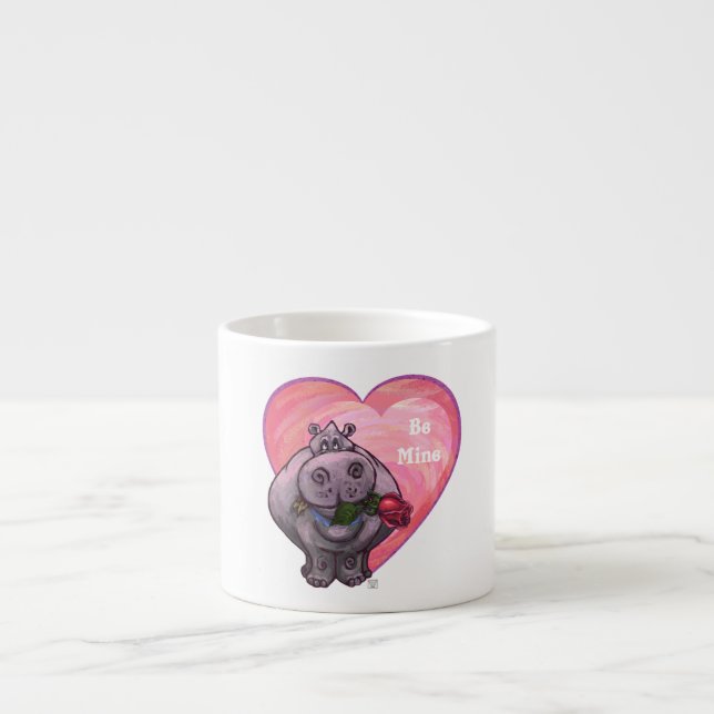 Taza De Espresso Hippopótamo El día de San Valentín (Frente)