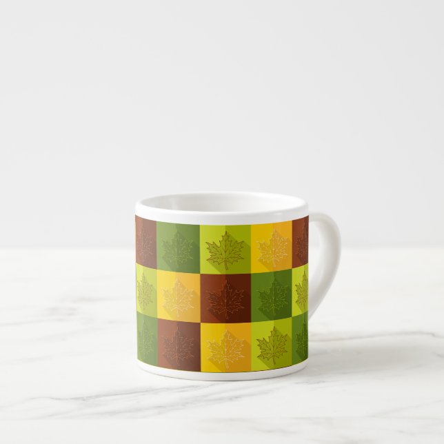Taza De Espresso Hojas de arce otoñales, marrón, dorada, verde (Derecha)