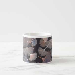 Taza De Espresso Hojas de Ginkgo: elegante patrón natural.