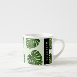 Taza De Espresso Hojas de palma, patrón tropical, nombre