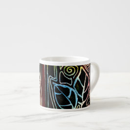 Taza De Espresso Hojas talladas mano del arte de la fibra - tonos