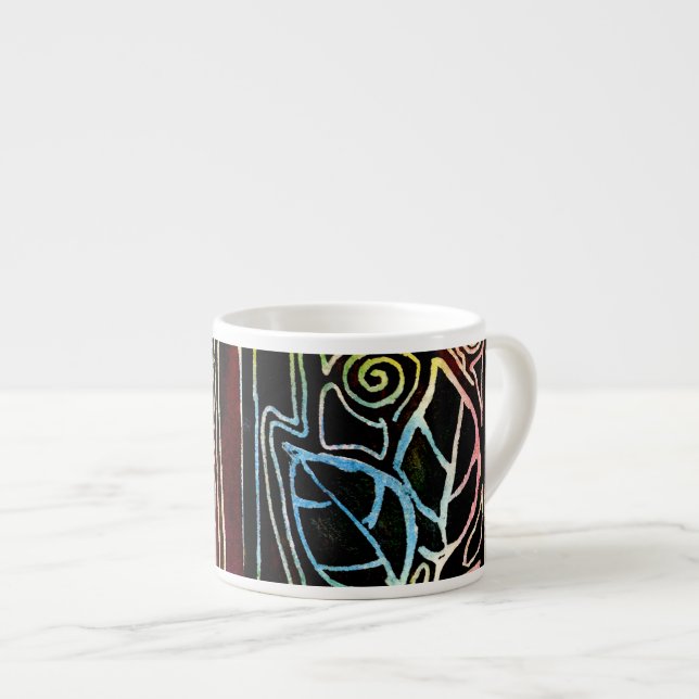 Taza De Espresso Hojas talladas mano del arte de la fibra - tonos (Derecha)