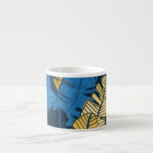 Taza De Espresso Hojas tropicales dibujadas a mano: sin costura (Frente)
