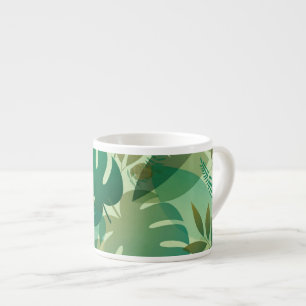 Taza De Espresso Hojas verdes aireadas de follaje tropical