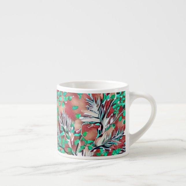 Taza De Espresso Hojas y plantas - Diseño de patrones modernos (Derecha)