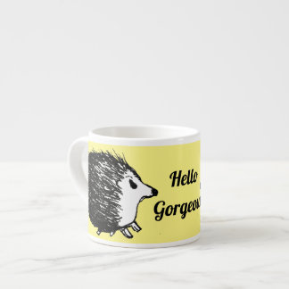 Taza De Espresso Hola, Maravilloso. Diseño de hedgehog dibujado a m