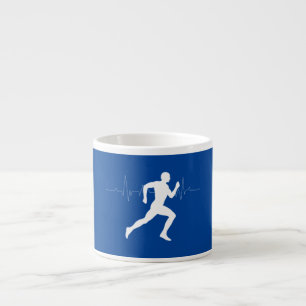 Taza De Espresso Hombre corriendo una silueta sobre fondo azul