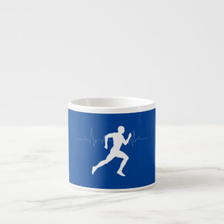 Taza De Espresso Hombre corriendo una silueta sobre fondo azul