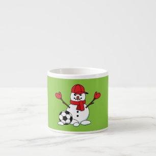 Taza De Espresso Hombre de nieve gracioso con pelota de fútbol