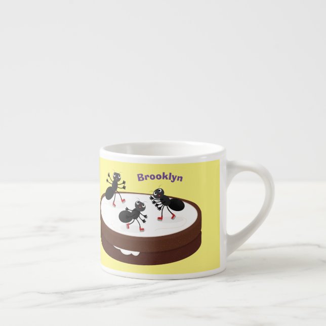 Taza De Espresso Hormigas felices patinando hielo en personalizado  (Derecha)
