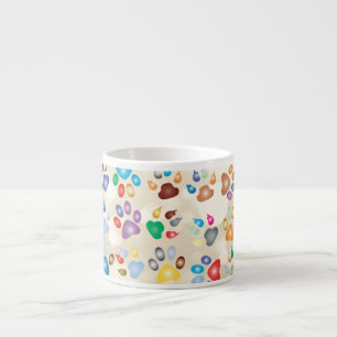 Taza De Espresso Huellas de patas de perro coloridas adorables, Bok