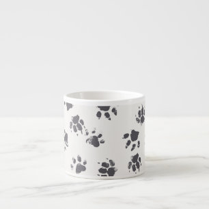 Taza De Espresso Huellas de trazo: Perro Monocromo sin soldadura.