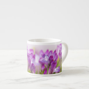 Taza De Espresso Hueso de flores silvestres moradas de verano de Ch