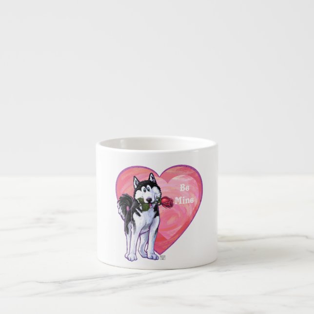 Taza De Espresso Husky El día de San Valentín (Frente)