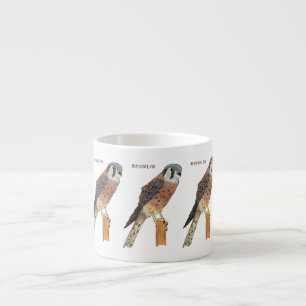 Taza De Espresso Ilustracion americano de aves de Kestrel