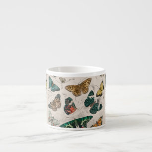 Taza De Espresso Ilustración antigua de mariposa: Orfebre de 1820