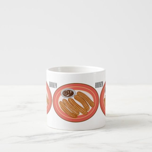 Taza De Espresso Ilustracion Churro personalizado (Frente)