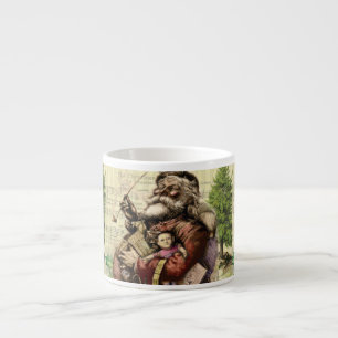 Taza De Espresso Ilustracion clásico Merry Santa Claus Tree